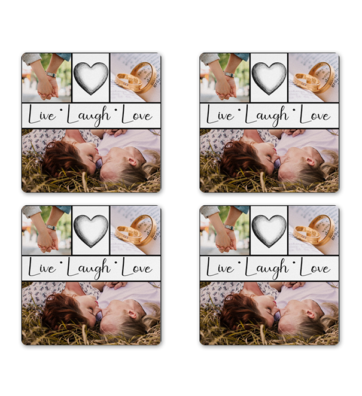 Coaster Set of 4 - MDF Wood - Design 1