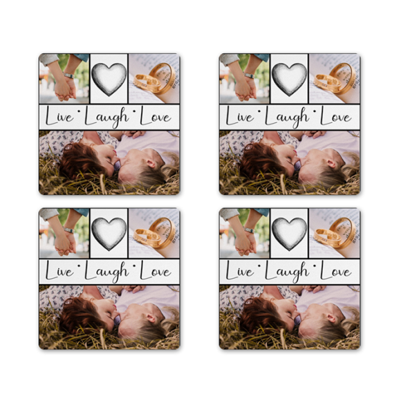 Coaster Set of 4 - MDF Wood - Design 1