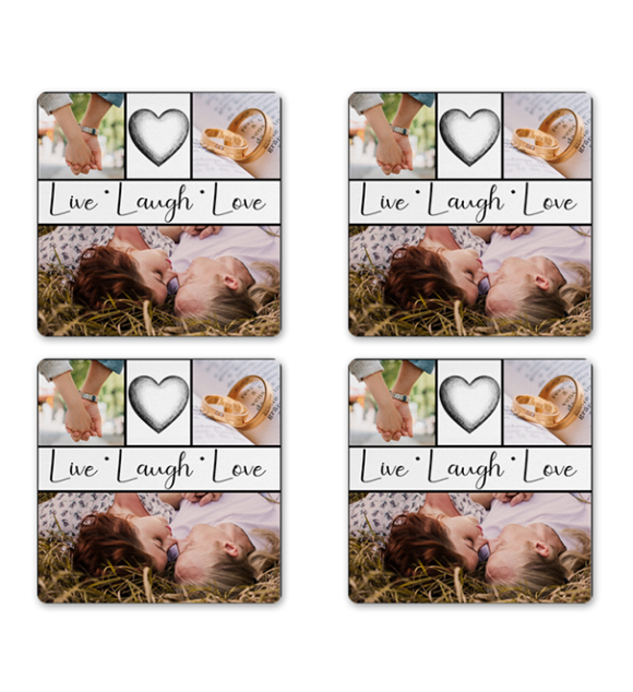 Coaster Set of 4 - MDF Wood - Design 1